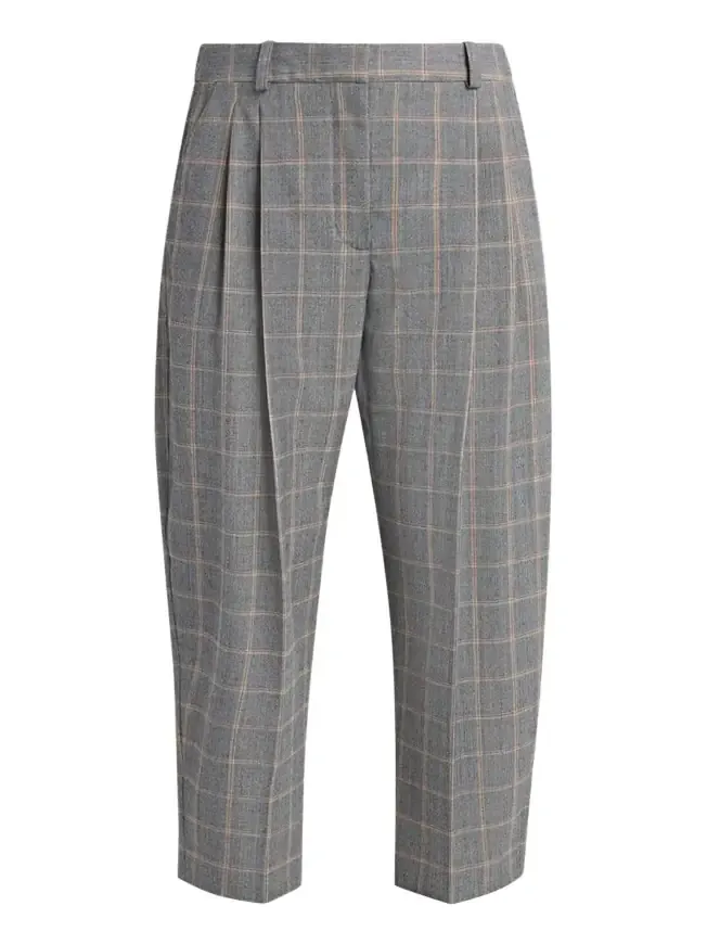 Check Tapered Barrel-Leg Crop Trousers Check Tapered Barrel-Leg Crop Trousers