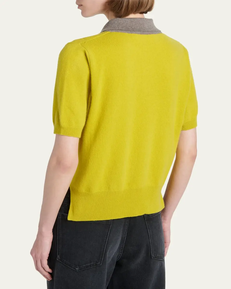 Marni Cashmere Short-Sleeve Polo Sweater | Thumbnail 3 Marni Cashmere Short-Sleeve Polo Sweater | Thumbnail 3