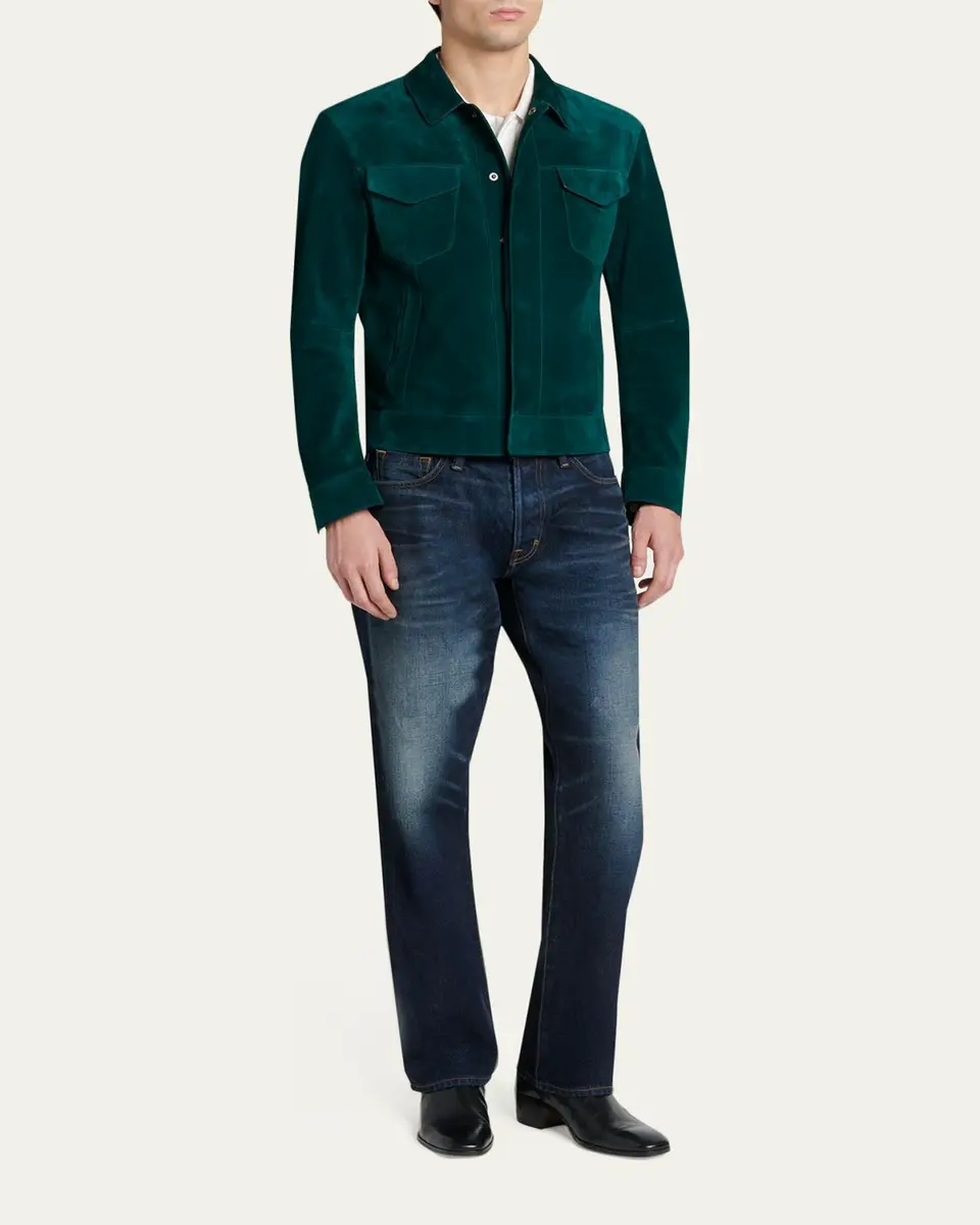 Tom Ford Men's Suede Snap-Front Western Jacket | Thumbnail 2 Tom Ford Men's Suede Snap-Front Western Jacket | Thumbnail 2