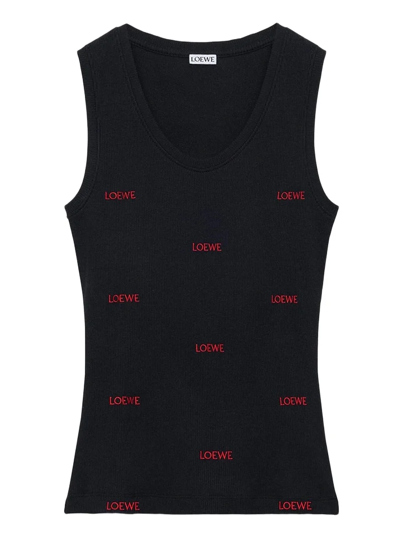 All-Over Logo Embroidered Rib Tank Top All-Over Logo Embroidered Rib Tank Top