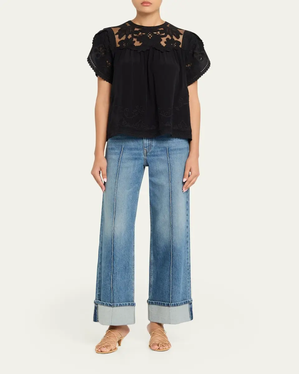 Ulla Johnson Genevieve Cuffed Wide-Leg Jeans | Thumbnail 2 Ulla Johnson Genevieve Cuffed Wide-Leg Jeans | Thumbnail 2