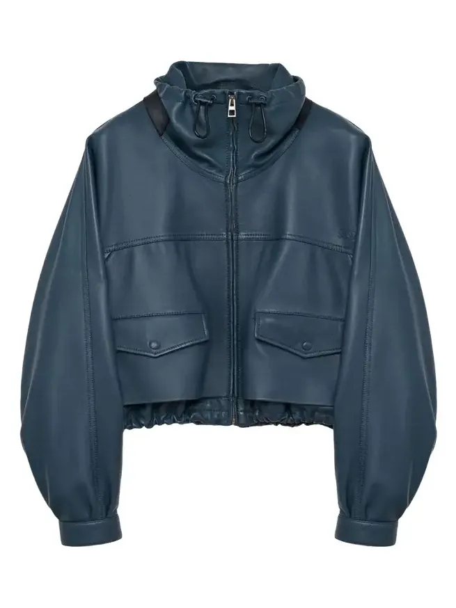 Double Layered Leather Zip Jacket Double Layered Leather Zip Jacket