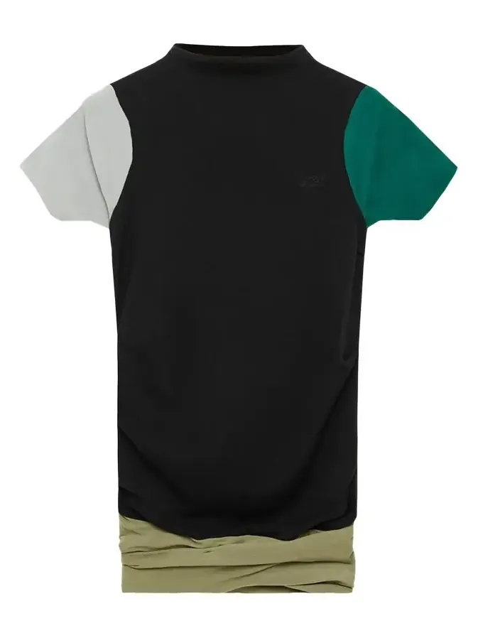 Mock-Neck Colorblock Cap-Sleeve Knit Top