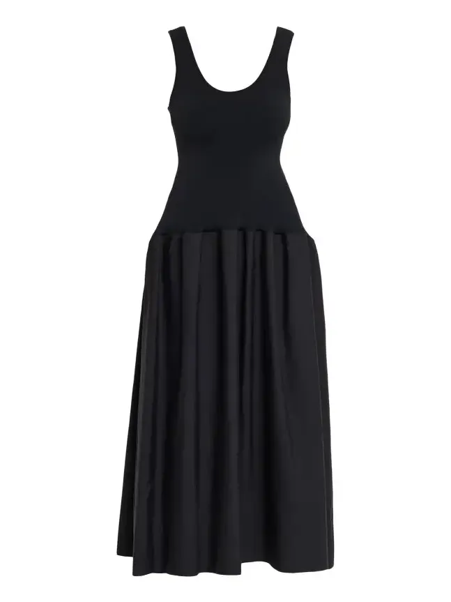 Marina Sleeveless Cotton-Silk Flared Midi Dress