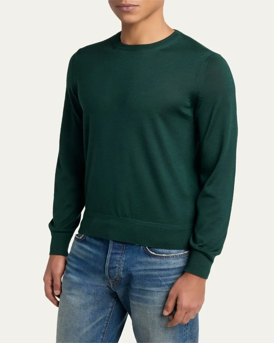 Tom Ford Men's Fine Gauge Cashmere-Blend Sweater | Thumbnail 4 Tom Ford Men's Fine Gauge Cashmere-Blend Sweater | Thumbnail 4