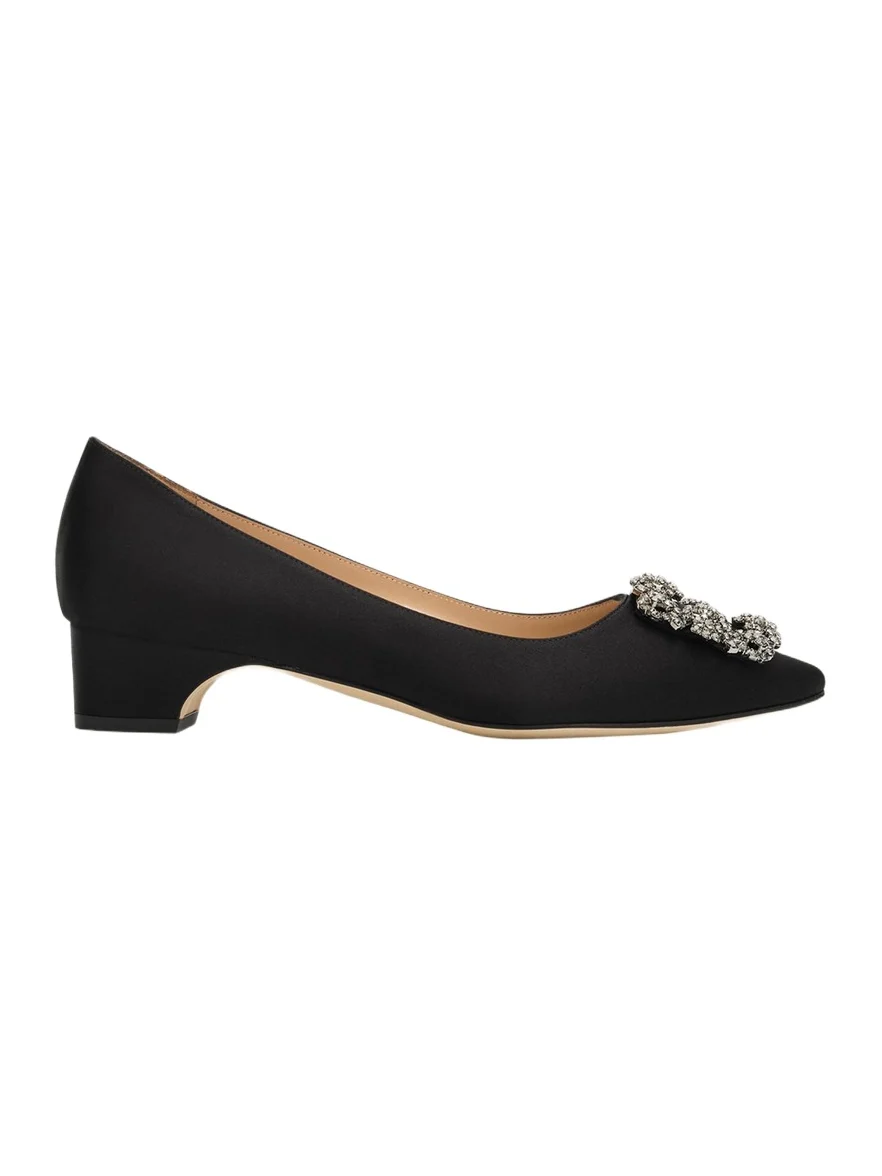 40mm Hangisibar Embellished Buckle Satin Pumps