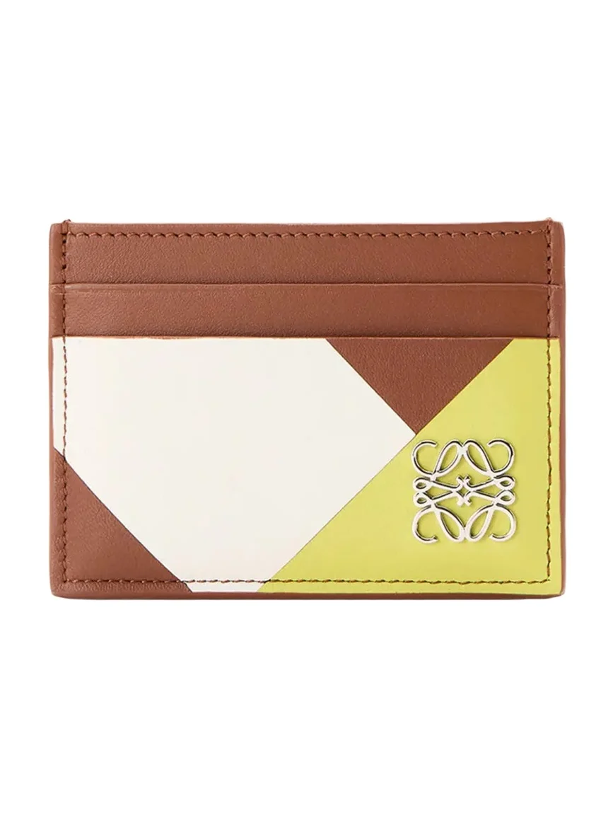 Colorblock Leather Anagram Card Holder