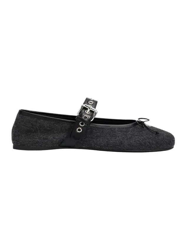Flannel Leather-Strap Ballerina Flats Flannel Leather-Strap Ballerina Flats