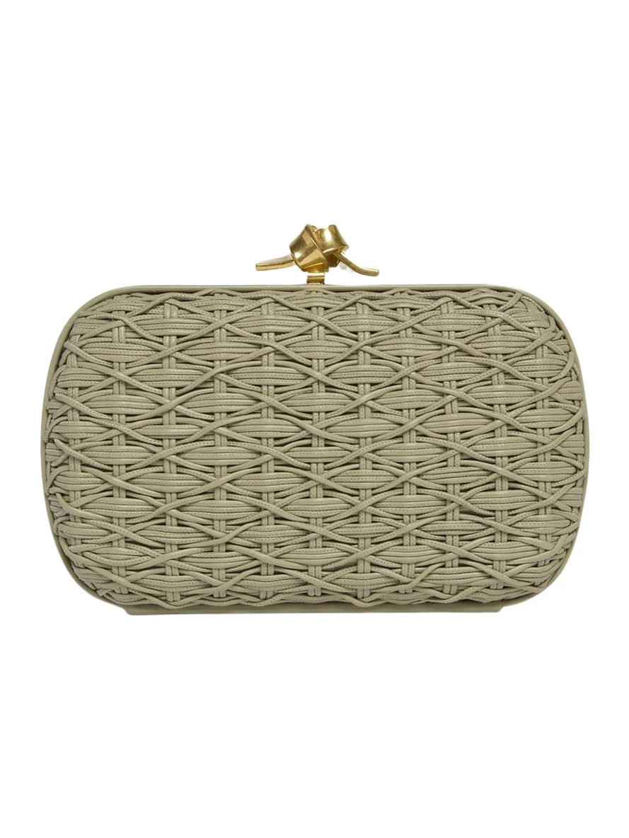 Bottega Veneta Woven Leather Cord Knot Clutch Bag
