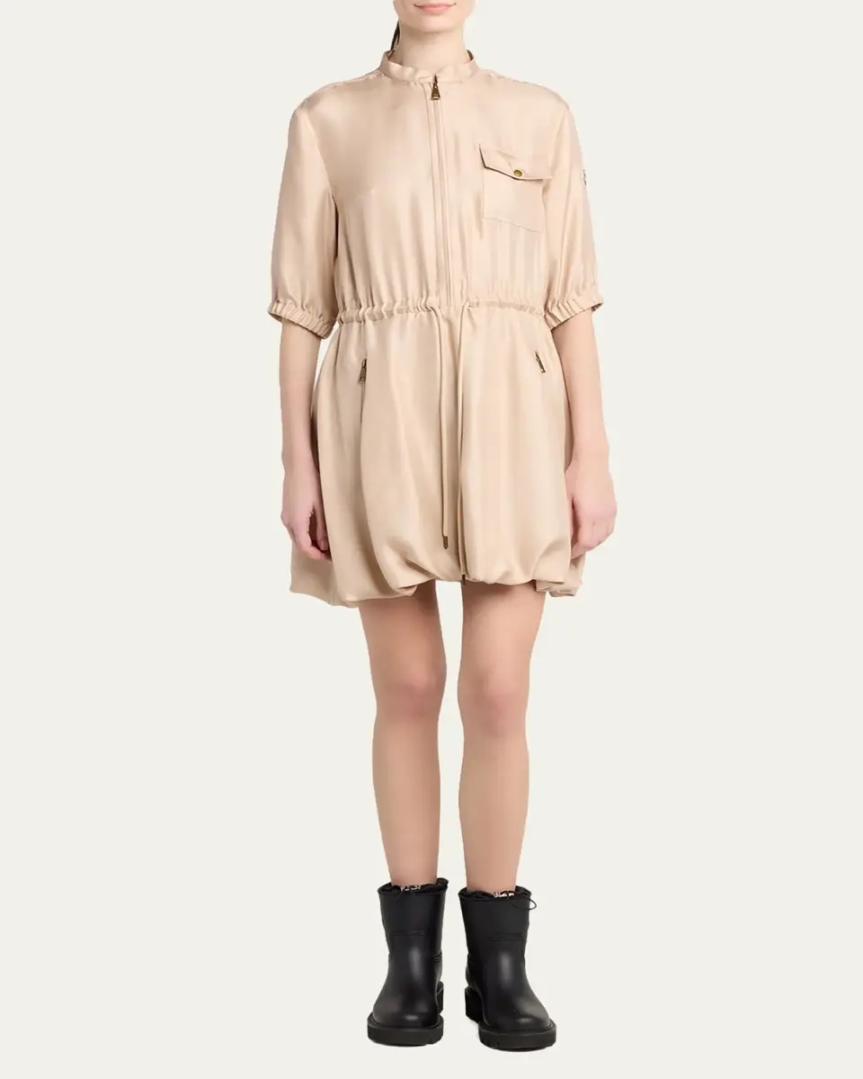 Moncler Silk Twill Mini Shirtdress | Thumbnail 2