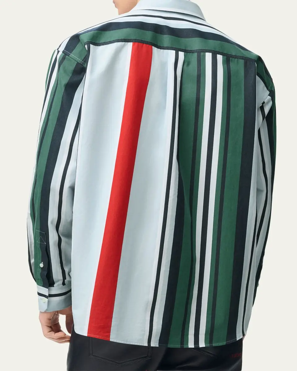 Loewe Men's Variegated Stripe Twill Button-Down Shirt | Thumbnail 3