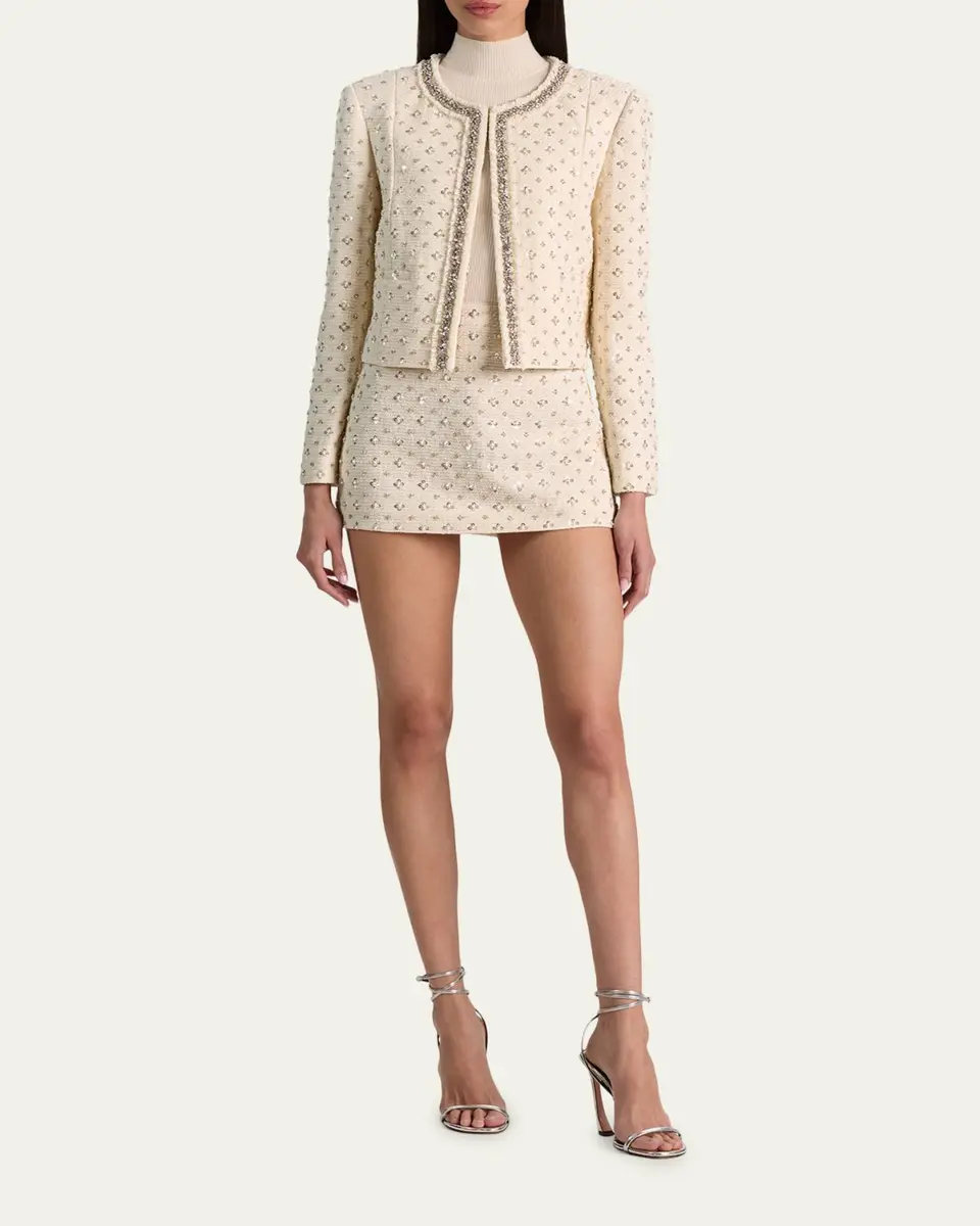 Alice + Olivia Thomasina Embellished Tweed Jacket | Thumbnail 2 Alice + Olivia Thomasina Embellished Tweed Jacket | Thumbnail 2