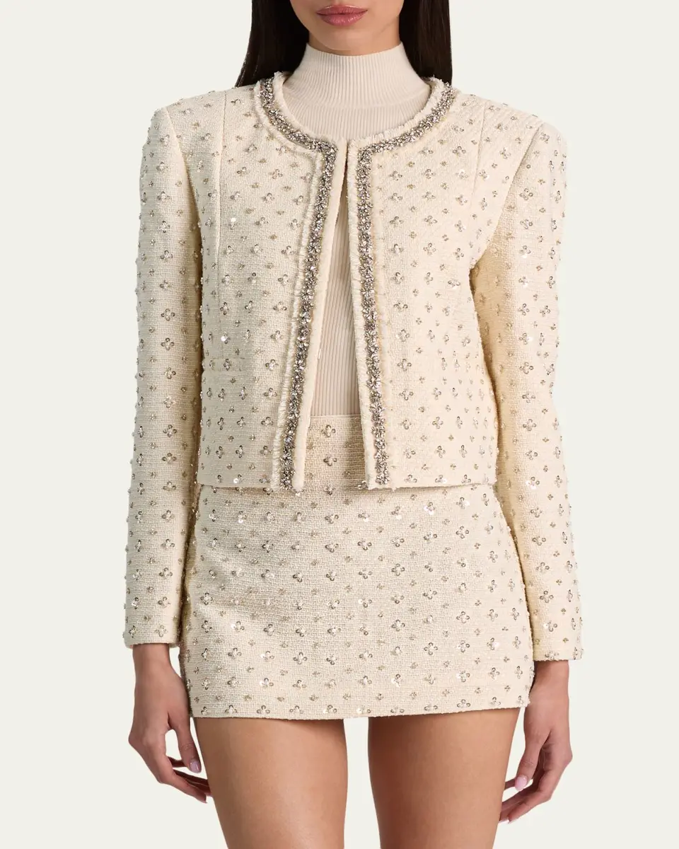 Alice + Olivia Thomasina Embellished Tweed Jacket | Thumbnail 4 Alice + Olivia Thomasina Embellished Tweed Jacket | Thumbnail 4