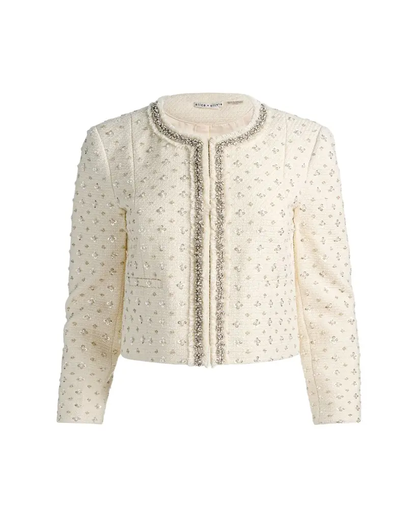 Alice + Olivia Thomasina Embellished Tweed Jacket | Image 1 Alice + Olivia Thomasina Embellished Tweed Jacket | Image 1