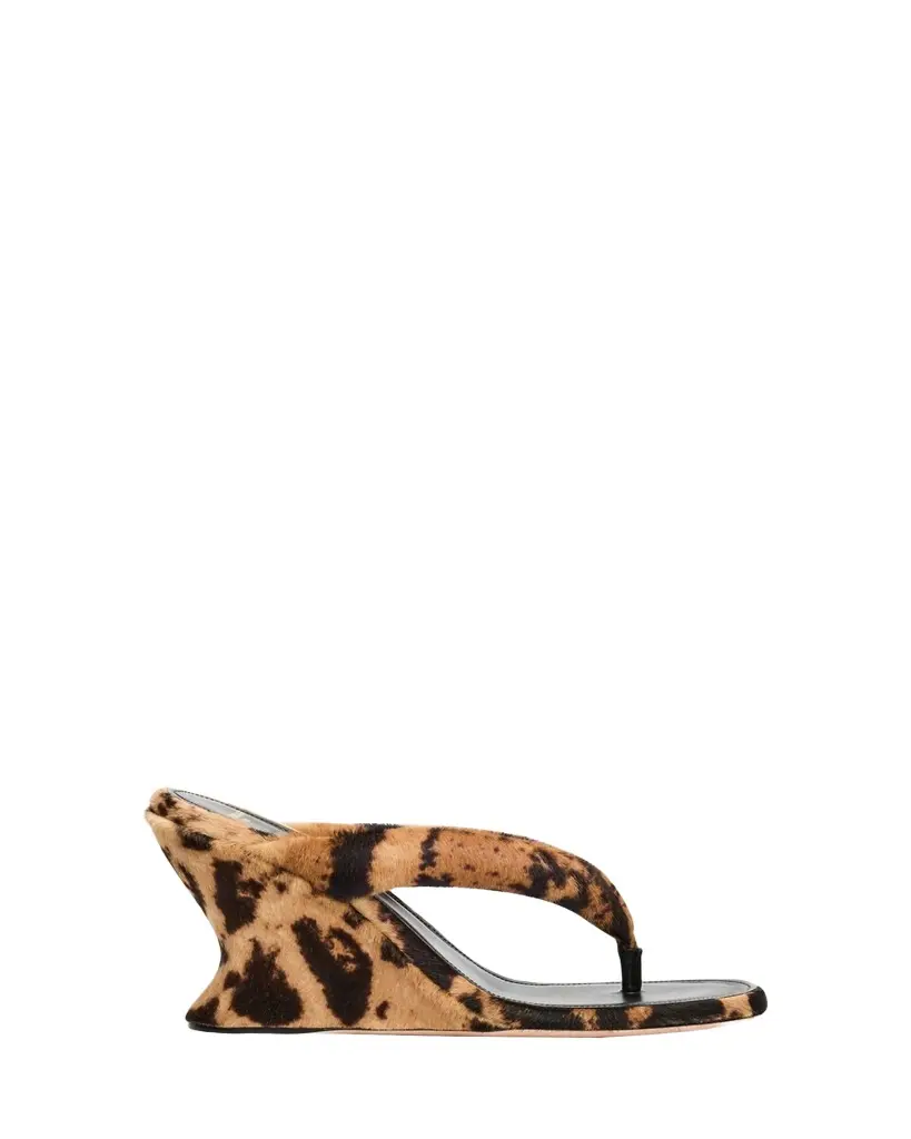 Balenciaga 90mm Gaeta Calf Hair Wedge Thong Sandals | Image 1 Balenciaga 90mm Gaeta Calf Hair Wedge Thong Sandals | Image 1