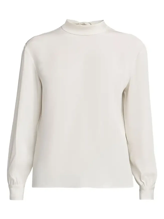 Neck-Tie Long-Sleeve Silk Top Neck-Tie Long-Sleeve Silk Top