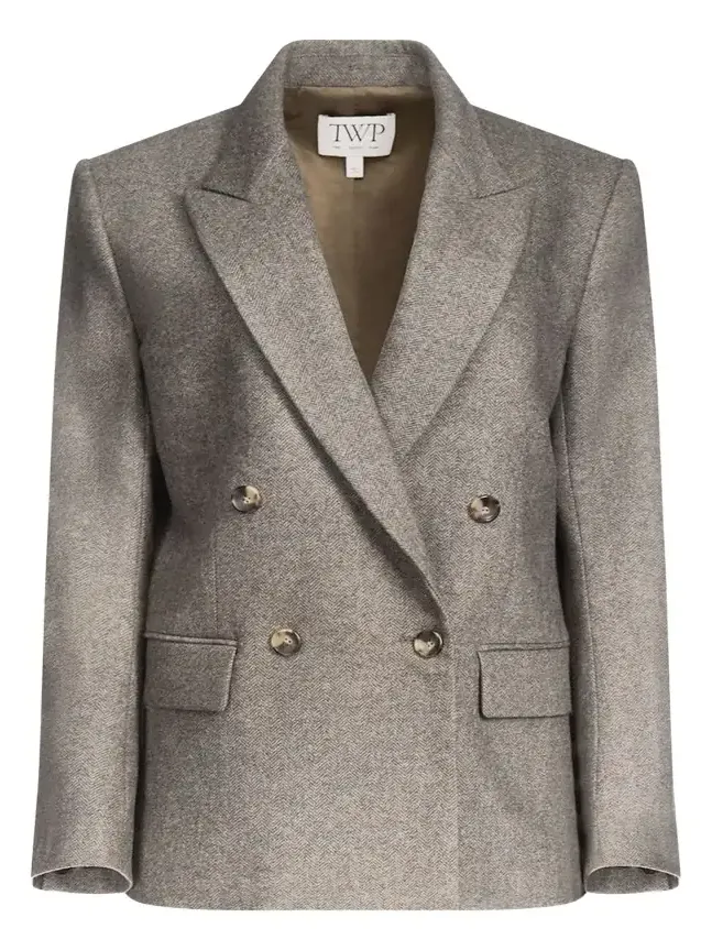 Harper Double-Breasted Herringbone Blazer