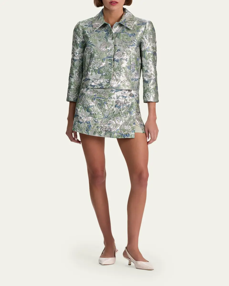 Alice + Olivia Weston Metallic Jacquard Cropped Jacket | Thumbnail 2 Alice + Olivia Weston Metallic Jacquard Cropped Jacket | Thumbnail 2