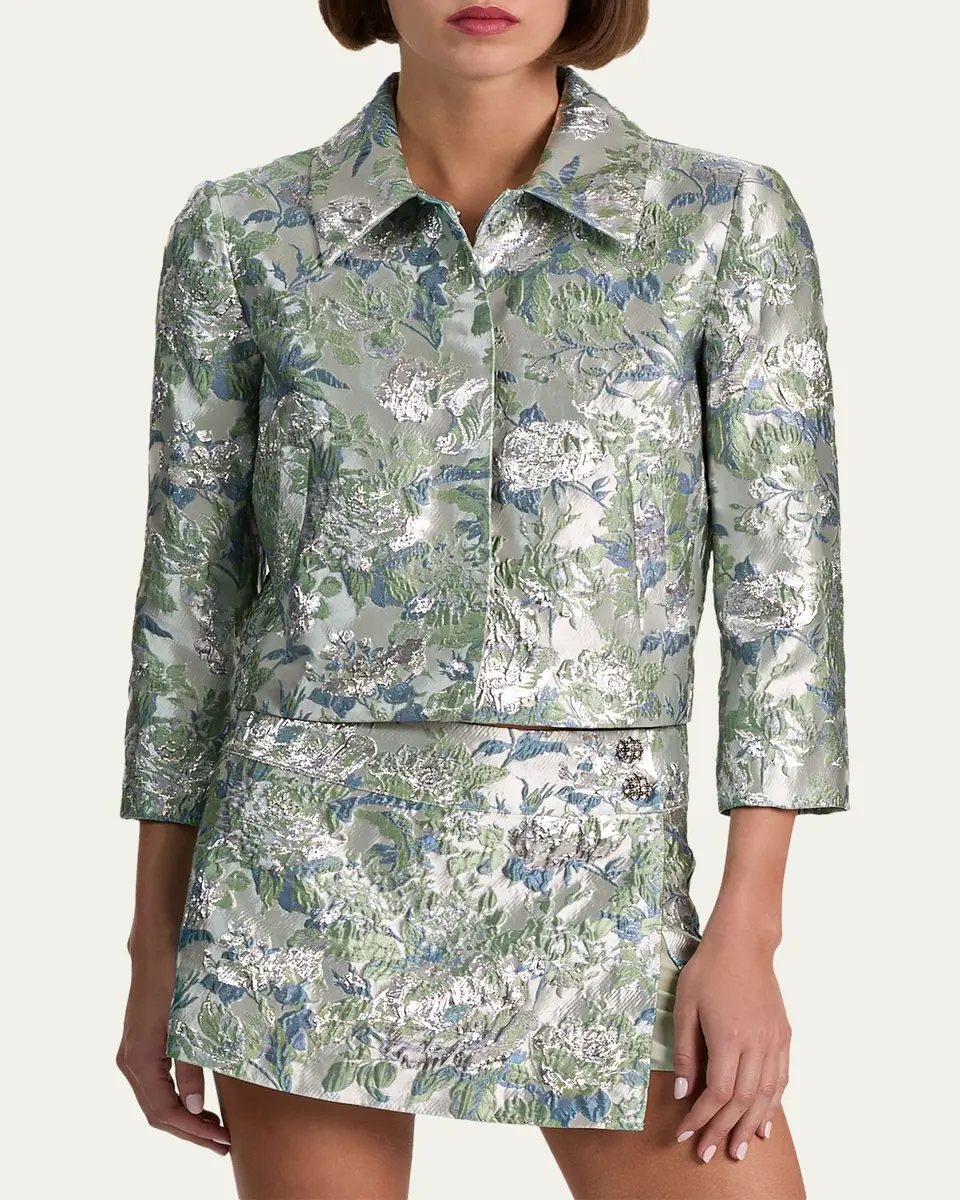 Alice + Olivia Weston Metallic Jacquard Cropped Jacket | Thumbnail 4 Alice + Olivia Weston Metallic Jacquard Cropped Jacket | Thumbnail 4