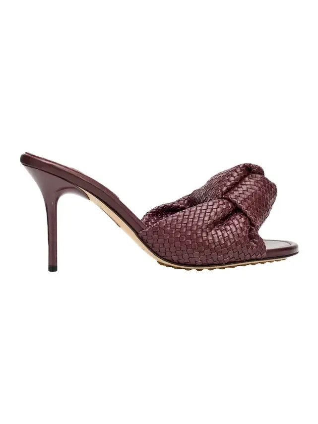 90mm Cherry Intrecciato Leather Mules 90mm Cherry Intrecciato Leather Mules