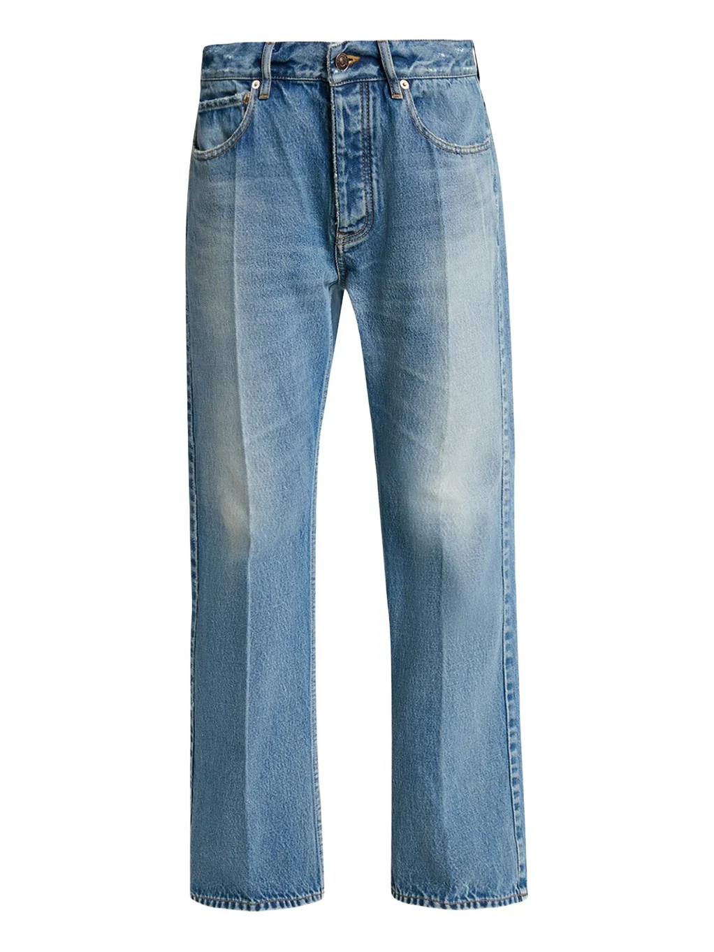 Mid-Rise Faded Denim Straight-Leg Jeans