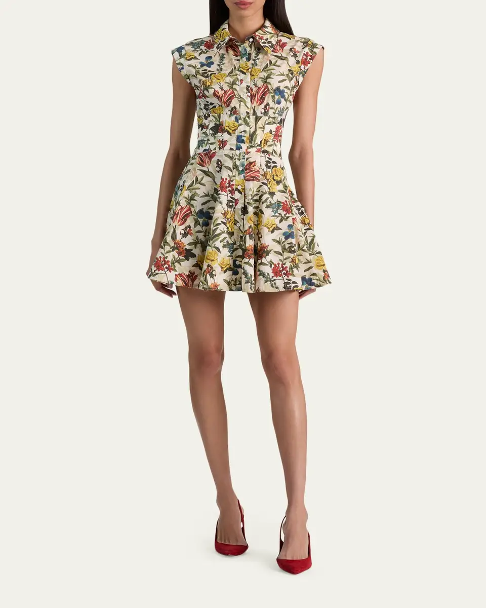 Alice + Olivia Kim Paneled Floral Mini Shirtdress | Thumbnail 2