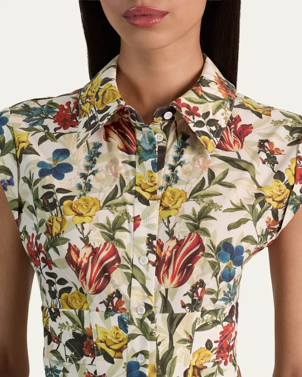 Alice + Olivia Kim Paneled Floral Mini Shirtdress | Thumbnail 5