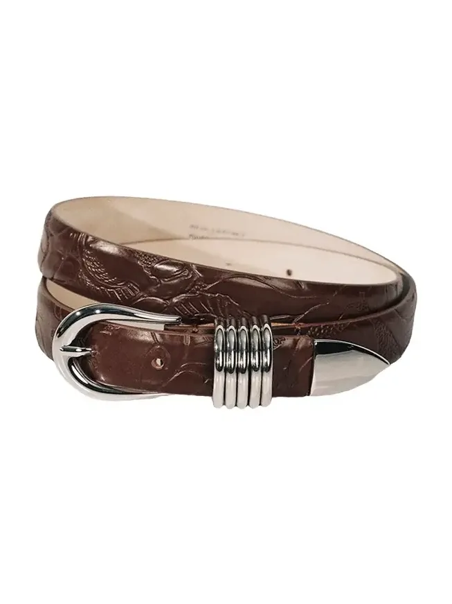Hollyhock Embossed Leather Belt