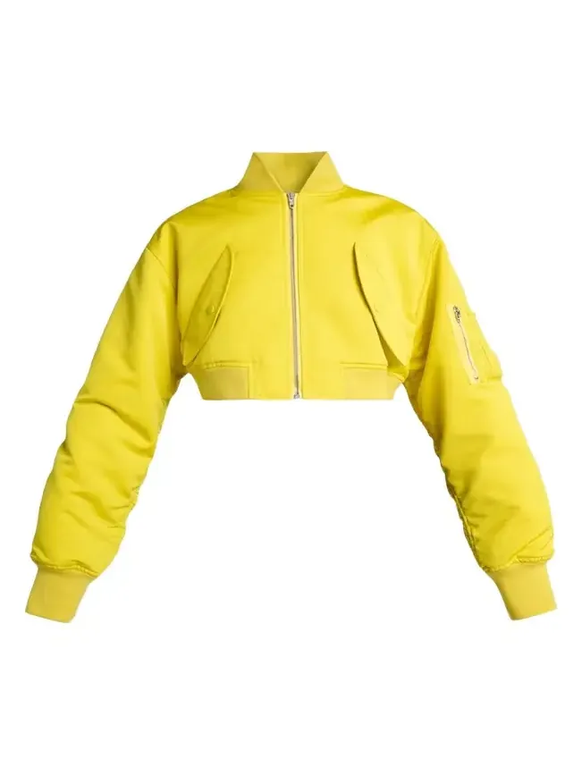 Technical Faille Crop Bomber Jacket