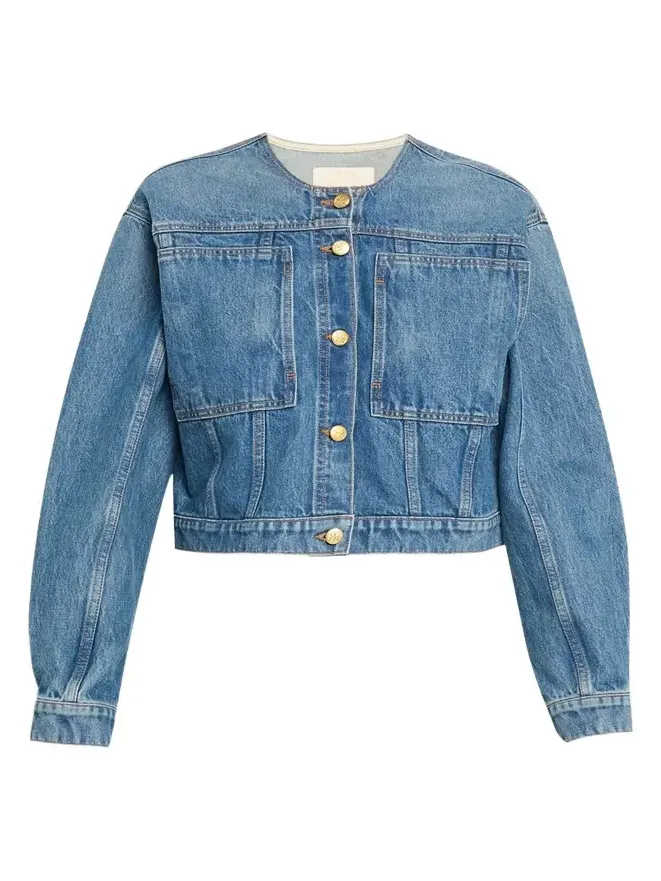 The Brair Denim Collarless Jacket The Brair Denim Collarless Jacket