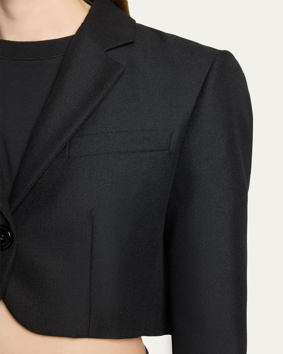 Balenciaga Single-Breasted Wool Twill Crop High-Low Jacket | Thumbnail 5 Balenciaga Single-Breasted Wool Twill Crop High-Low Jacket | Thumbnail 5