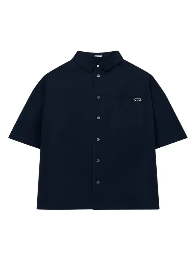 Men's Short-Sleeve Heavy Cotton Button-Front Shirt