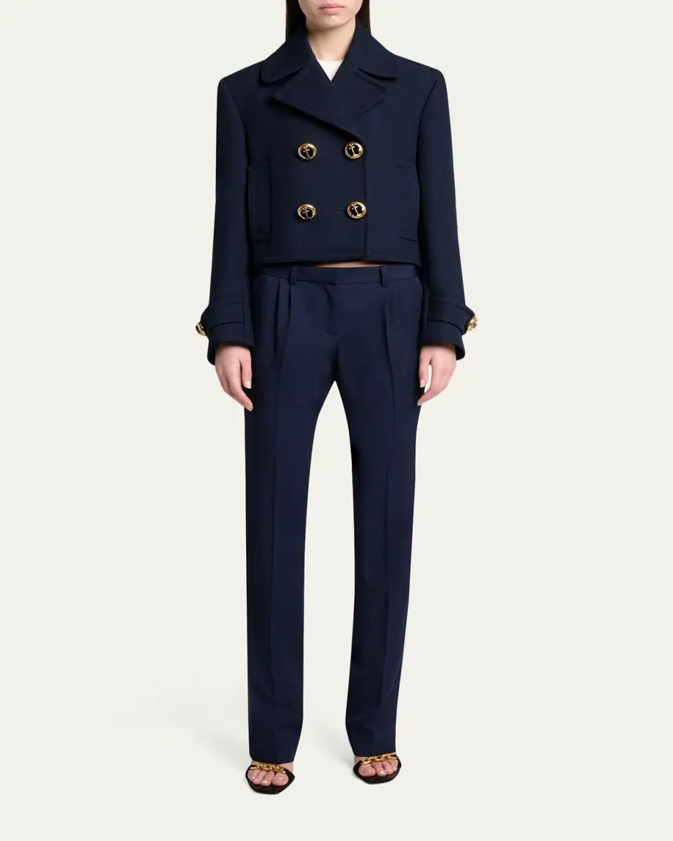 Balenciaga Double-Breasted Textured Wool Short Peacoat | Thumbnail 2 Balenciaga Double-Breasted Textured Wool Short Peacoat | Thumbnail 2
