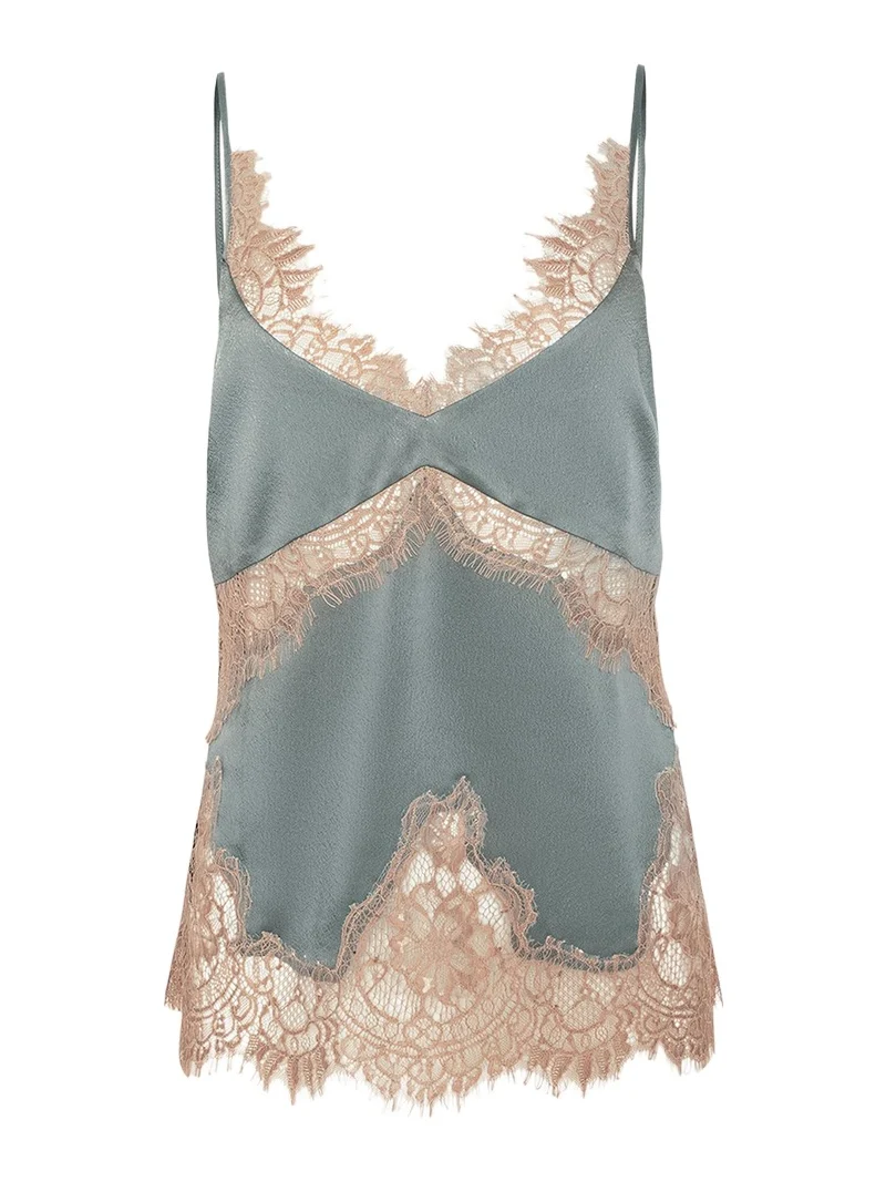 Mitsu Lace-Trim Satin Camisole