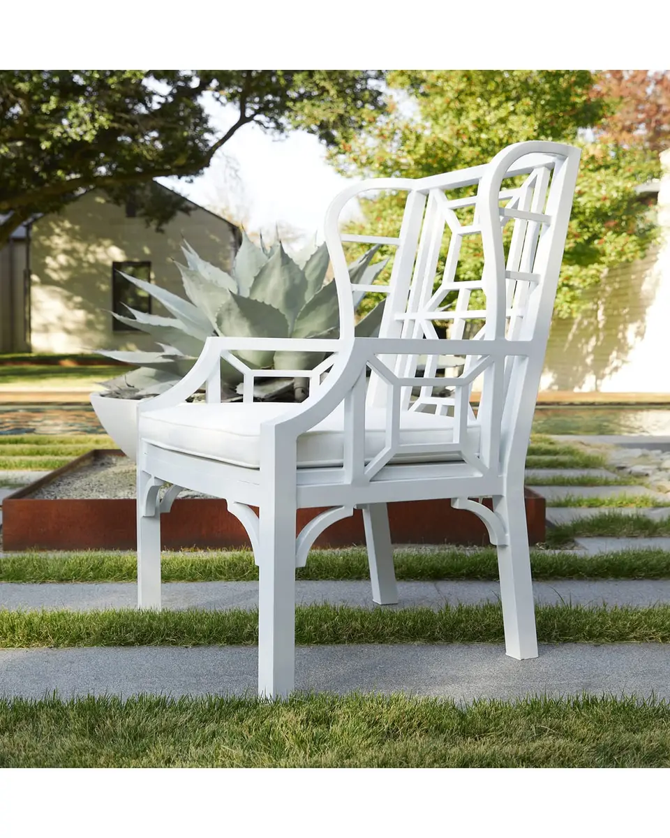 Neiman Marcus Tamsin White Chinoiserie Outdoor Wing Chair | Thumbnail 3 Neiman Marcus Tamsin White Chinoiserie Outdoor Wing Chair | Thumbnail 3
