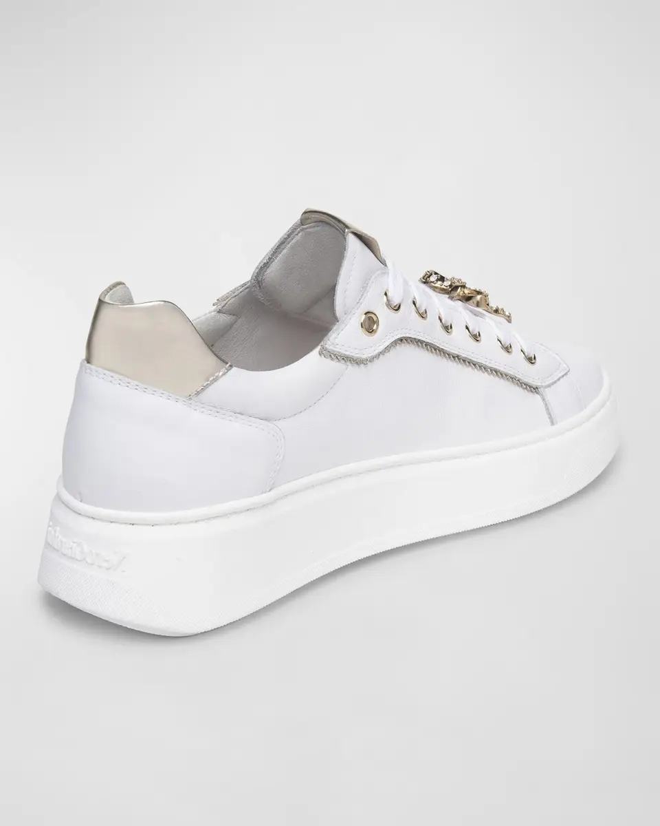 NeroGiardini Retro Mixed Leather Jeweled Low-Top Sneakers | Thumbnail 3 NeroGiardini Retro Mixed Leather Jeweled Low-Top Sneakers | Thumbnail 3
