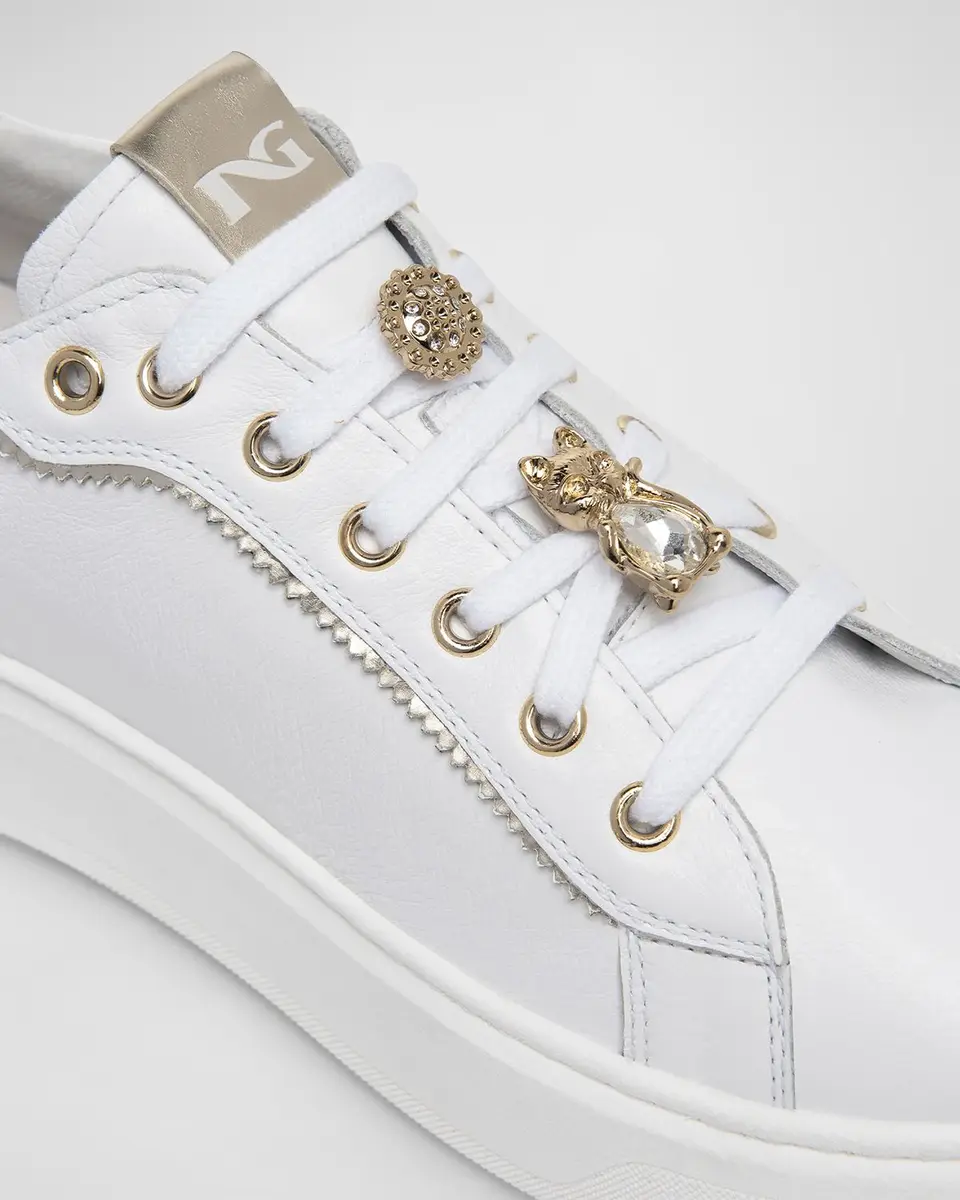 NeroGiardini Retro Mixed Leather Jeweled Low-Top Sneakers | Thumbnail 4 NeroGiardini Retro Mixed Leather Jeweled Low-Top Sneakers | Thumbnail 4