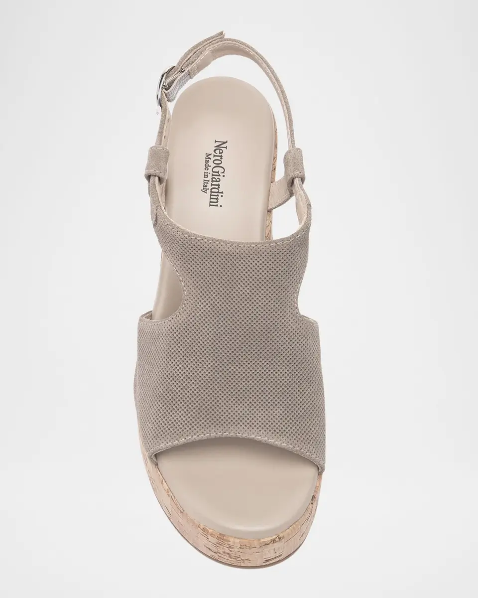 NeroGiardini Suede Ankle-Strap Platform Cork Sandals | Thumbnail 5 NeroGiardini Suede Ankle-Strap Platform Cork Sandals | Thumbnail 5
