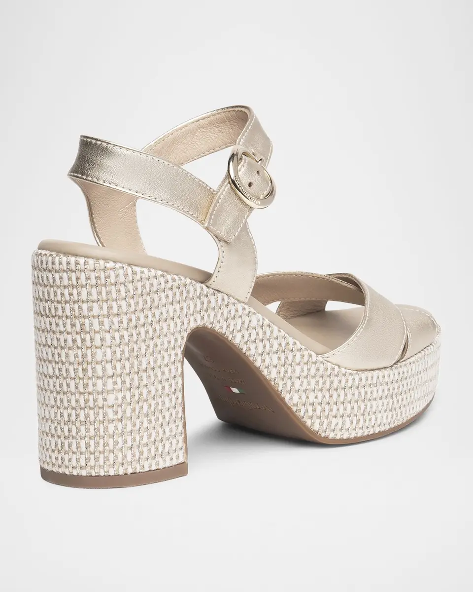 NeroGiardini Metallic Leather Criss-Cross Strap Woven Platform Sandals | Thumbnail 4 NeroGiardini Metallic Leather Criss-Cross Strap Woven Platform Sandals | Thumbnail 4