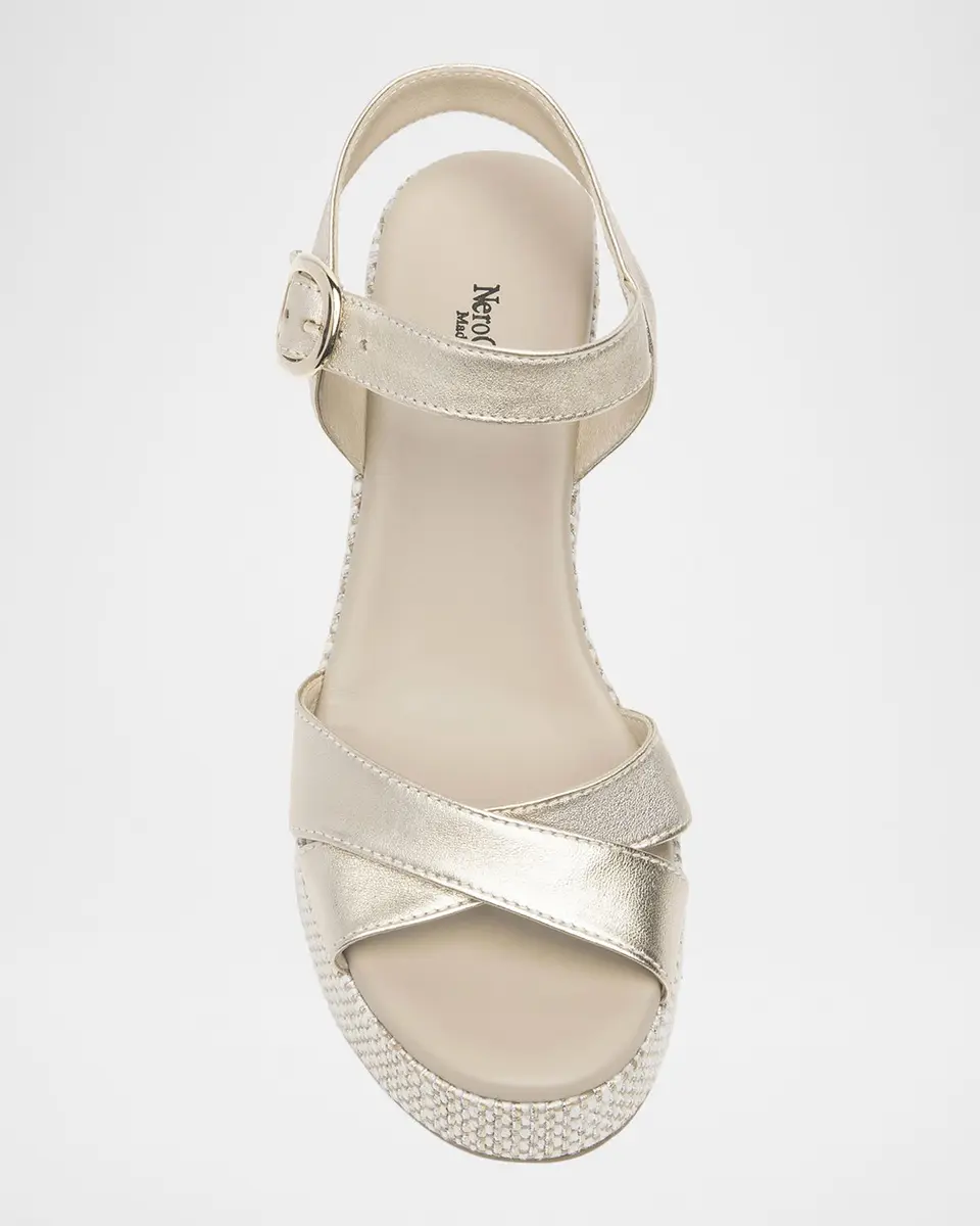 NeroGiardini Metallic Leather Criss-Cross Strap Woven Platform Sandals | Thumbnail 5 NeroGiardini Metallic Leather Criss-Cross Strap Woven Platform Sandals | Thumbnail 5