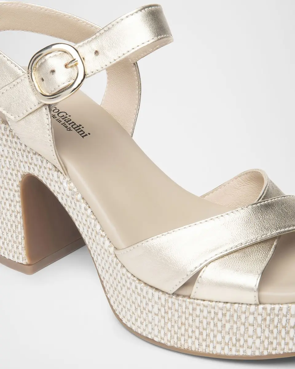 NeroGiardini Metallic Leather Criss-Cross Strap Woven Platform Sandals | Thumbnail 6 NeroGiardini Metallic Leather Criss-Cross Strap Woven Platform Sandals | Thumbnail 6