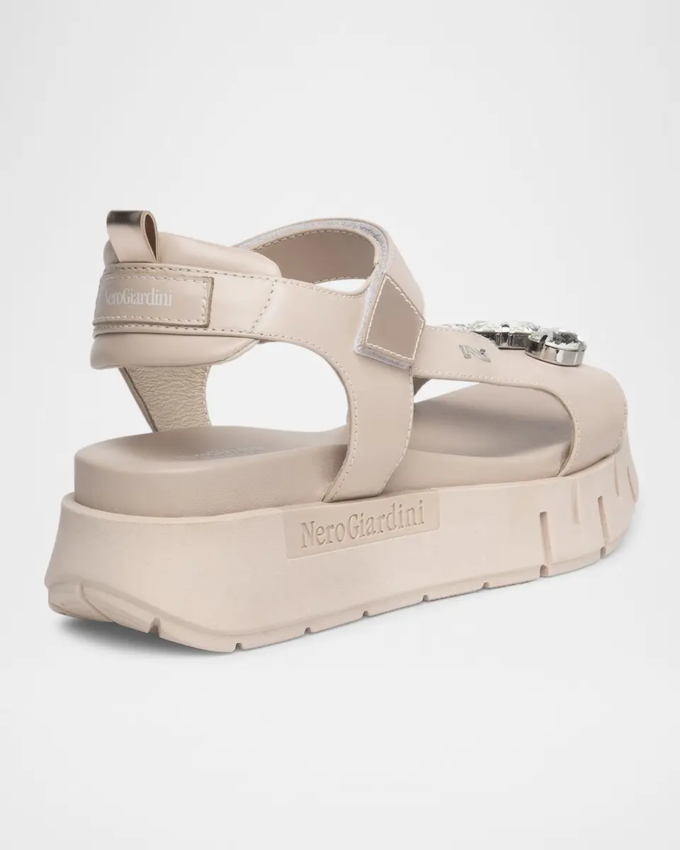 NeroGiardini Stone Embellished Leather Sandals | Thumbnail 3 NeroGiardini Stone Embellished Leather Sandals | Thumbnail 3