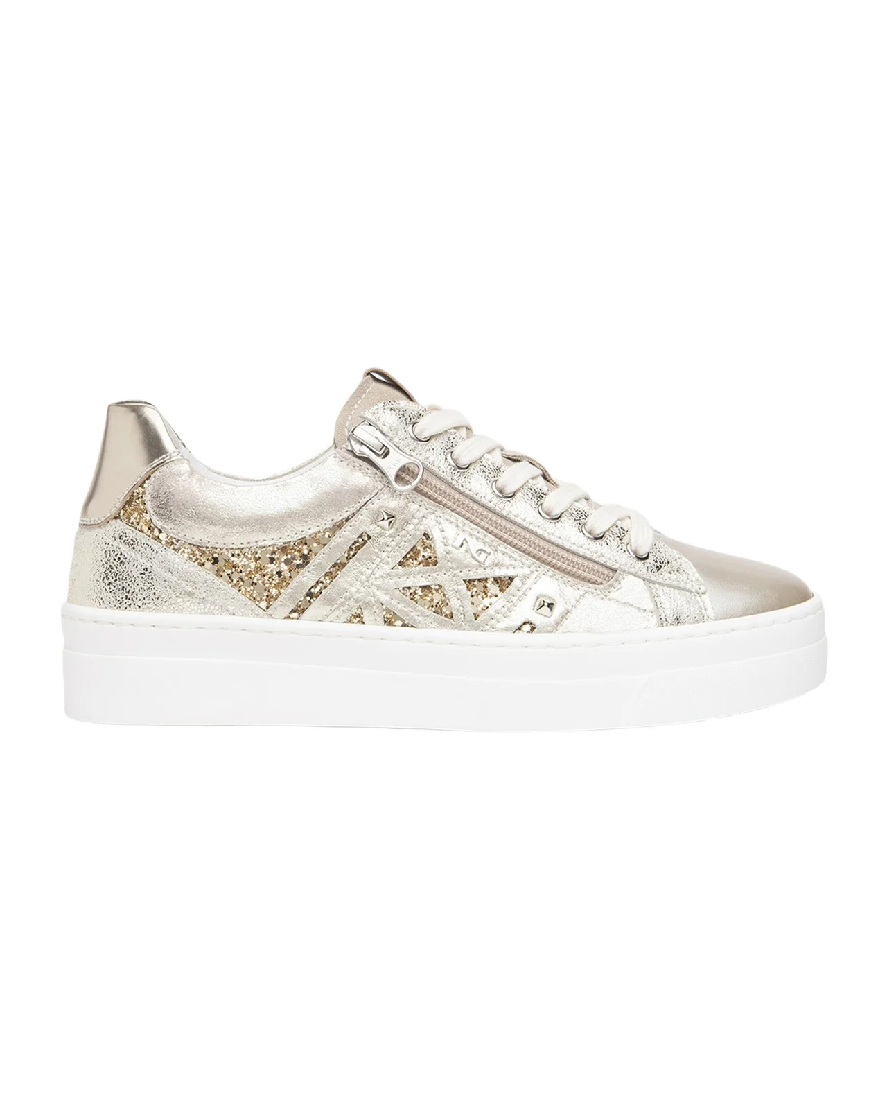 Metallic Leather Side-Zip Sneakers Metallic Leather Side-Zip Sneakers