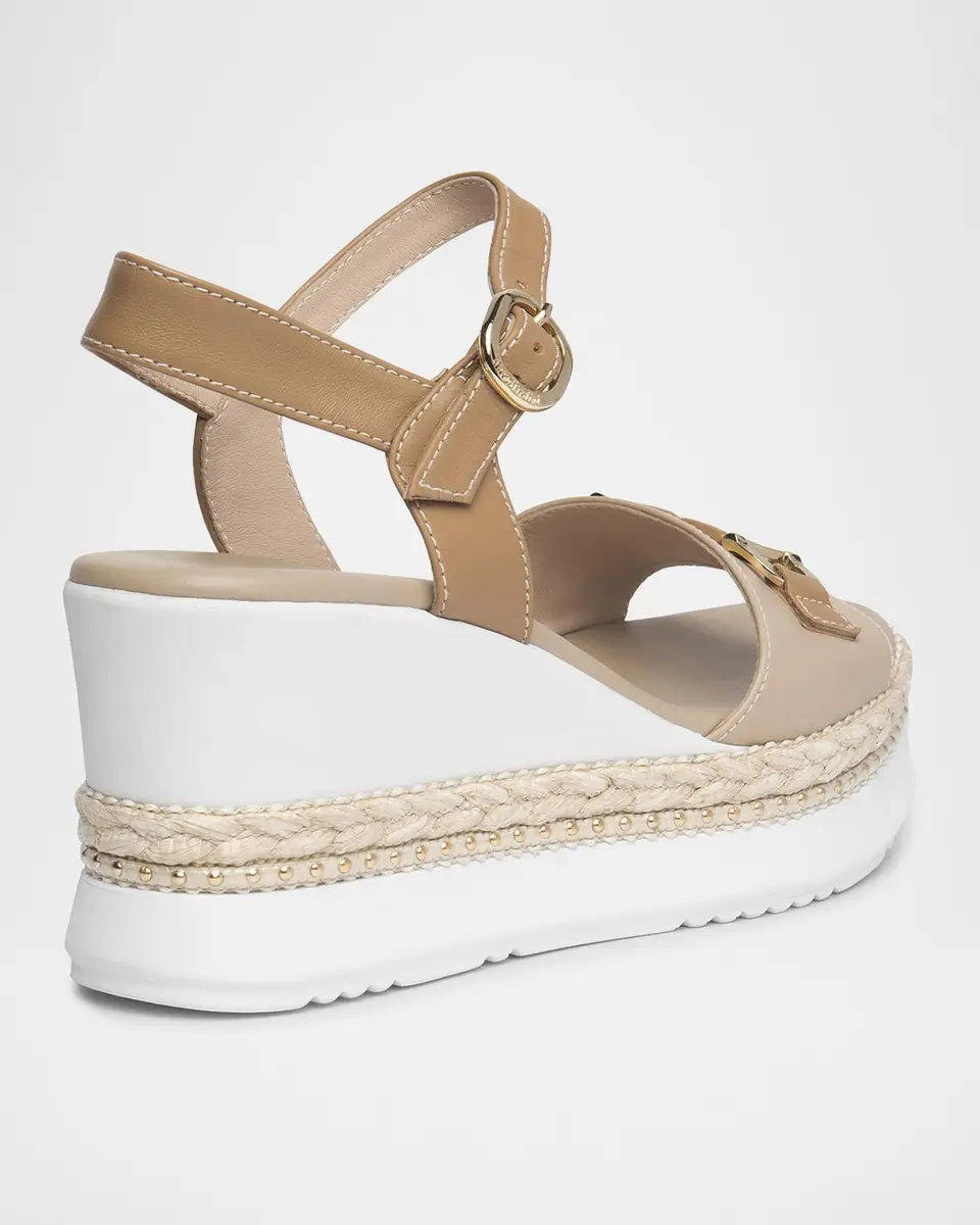 NeroGiardini Leather Horsebit Roped Platform Wedge Sandals | Thumbnail 3 NeroGiardini Leather Horsebit Roped Platform Wedge Sandals | Thumbnail 3