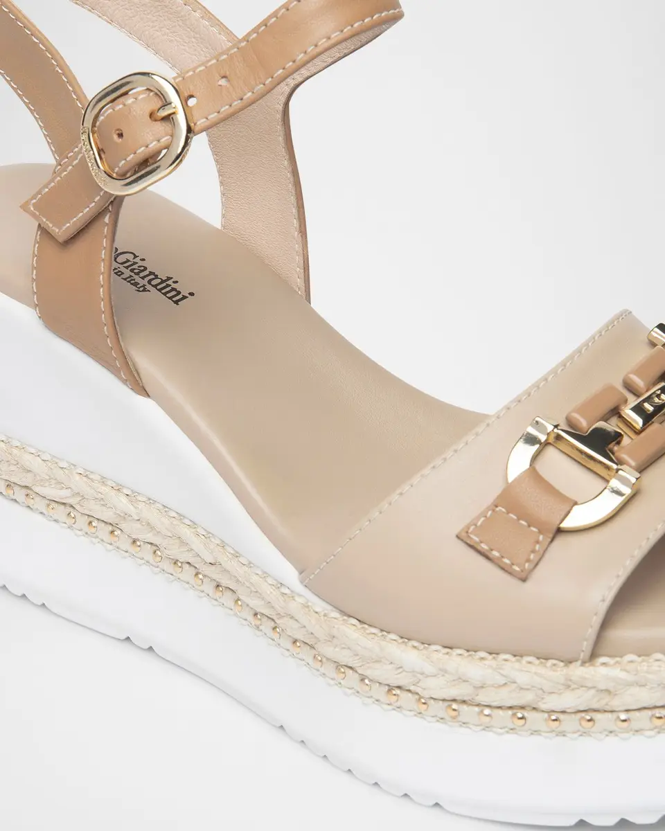 NeroGiardini Leather Horsebit Roped Platform Wedge Sandals | Thumbnail 4 NeroGiardini Leather Horsebit Roped Platform Wedge Sandals | Thumbnail 4
