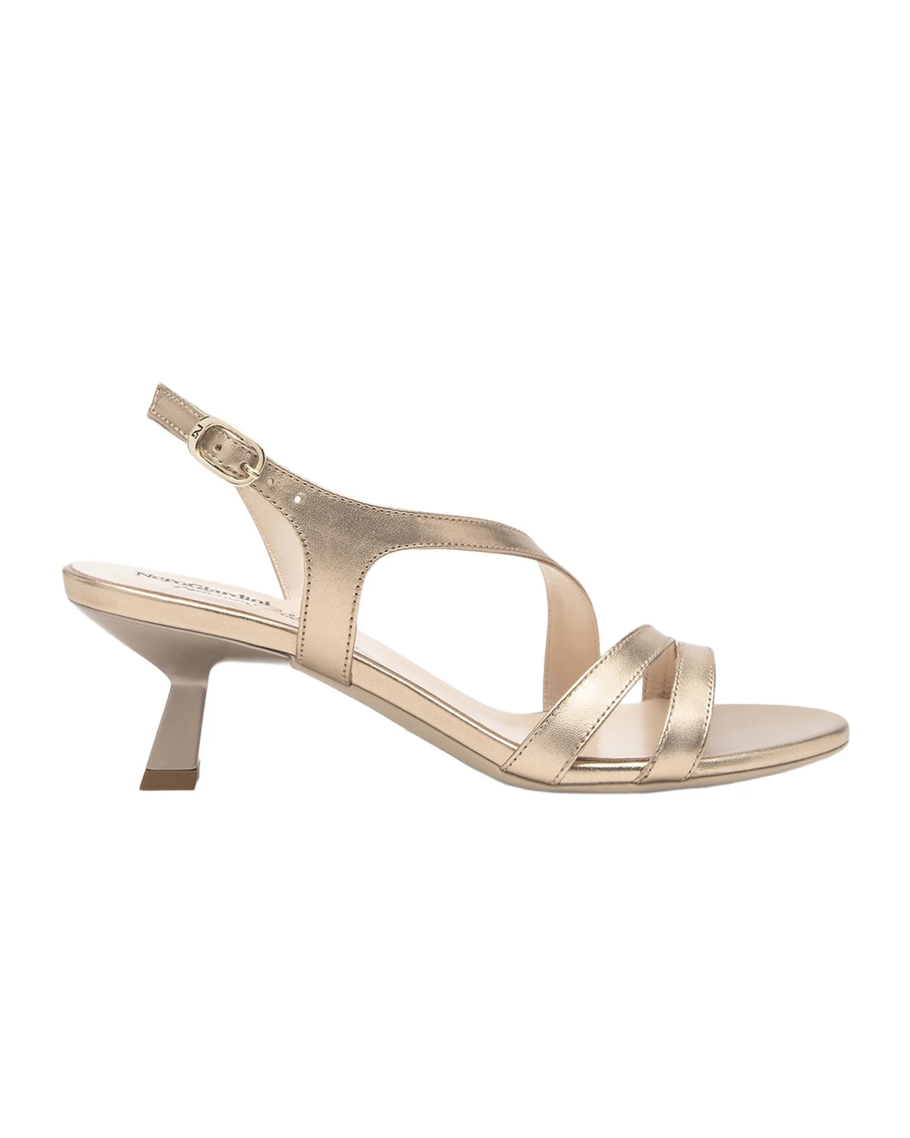 Strappy Metallic Kitten-Heel Sandals