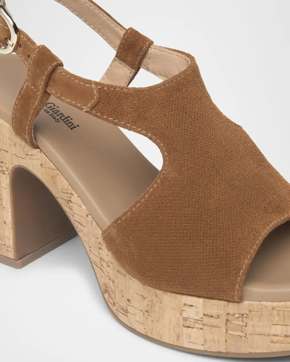 NeroGiardini Suede Ankle-Strap Platform Cork Sandals | Thumbnail 4