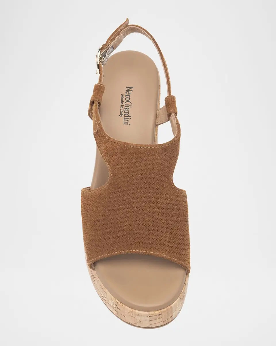 NeroGiardini Suede Ankle-Strap Platform Cork Sandals | Thumbnail 5