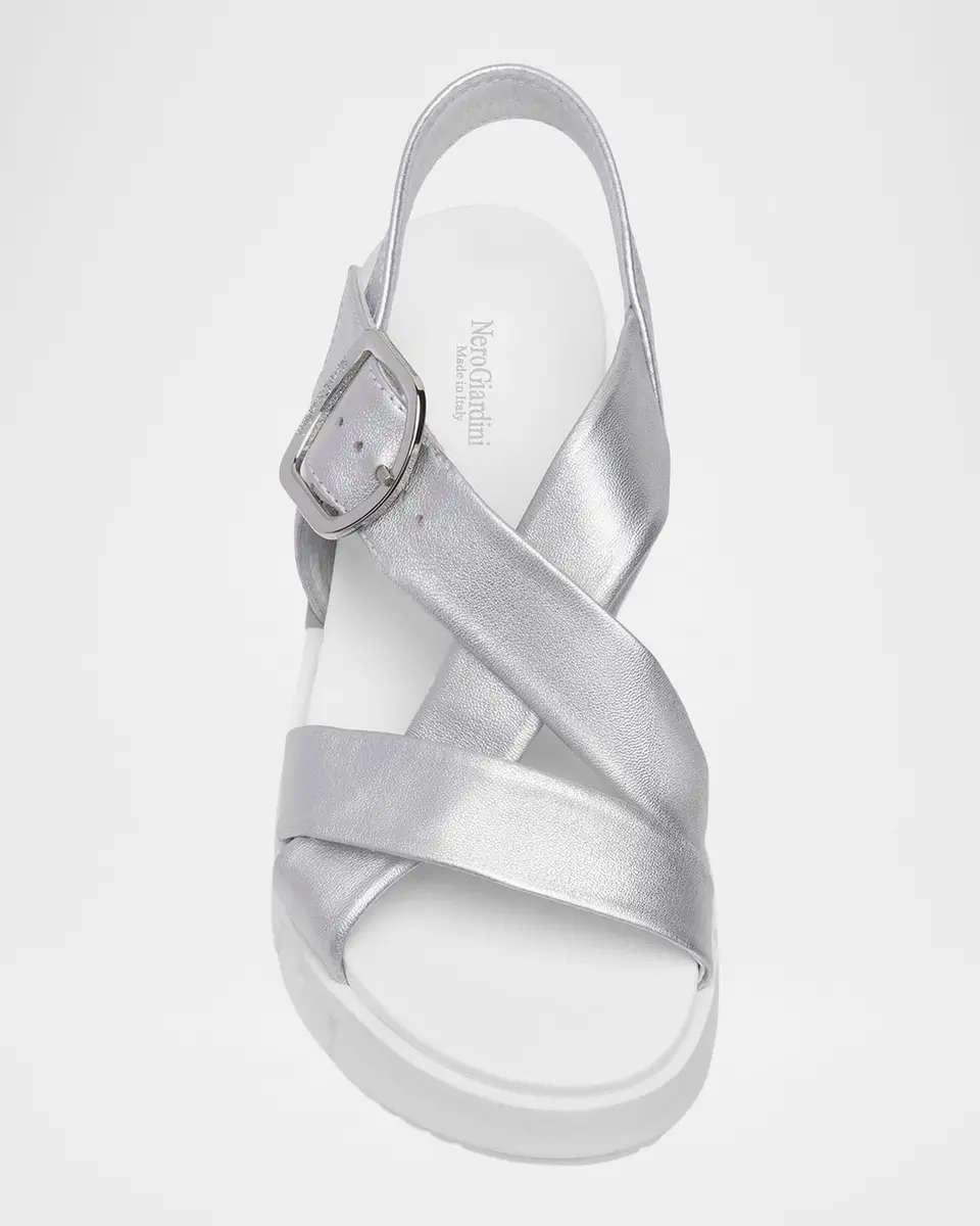 NeroGiardini Metallic Crisscross Wedge Platform Sandals | Thumbnail 5 NeroGiardini Metallic Crisscross Wedge Platform Sandals | Thumbnail 5