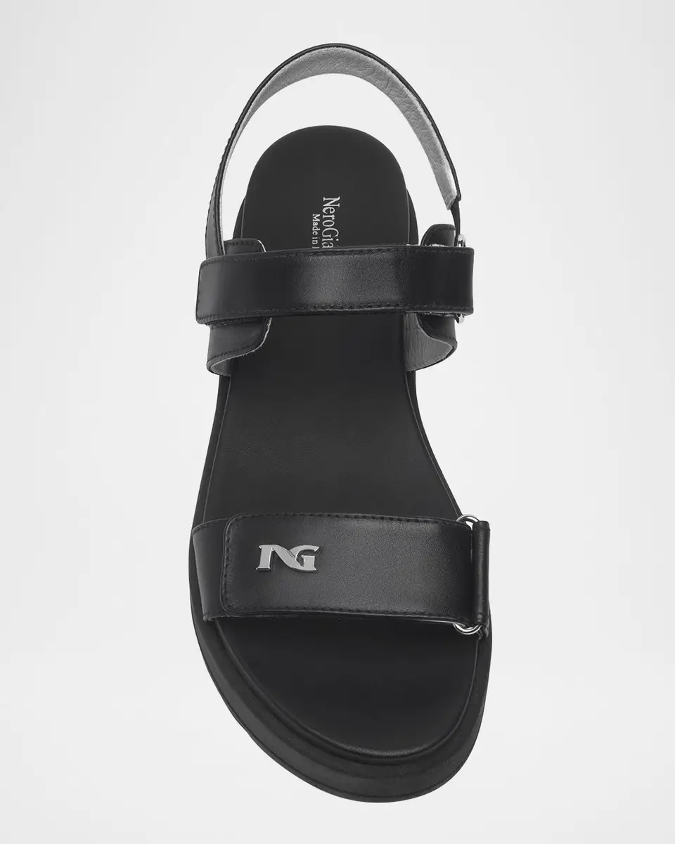 NeroGiardini Leather Double-Grip Flatform Sandals | Thumbnail 5